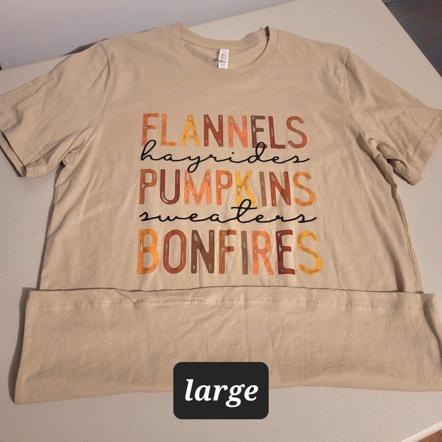 Flannels, Pumpkins, Bonfires Tshirt - L
