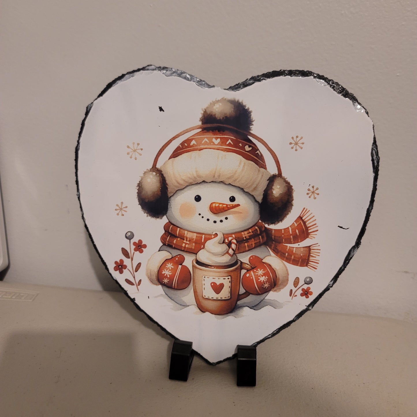 Winter Snowman - Heart Stone