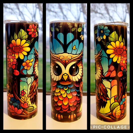Owl Stained Glass Tumbler