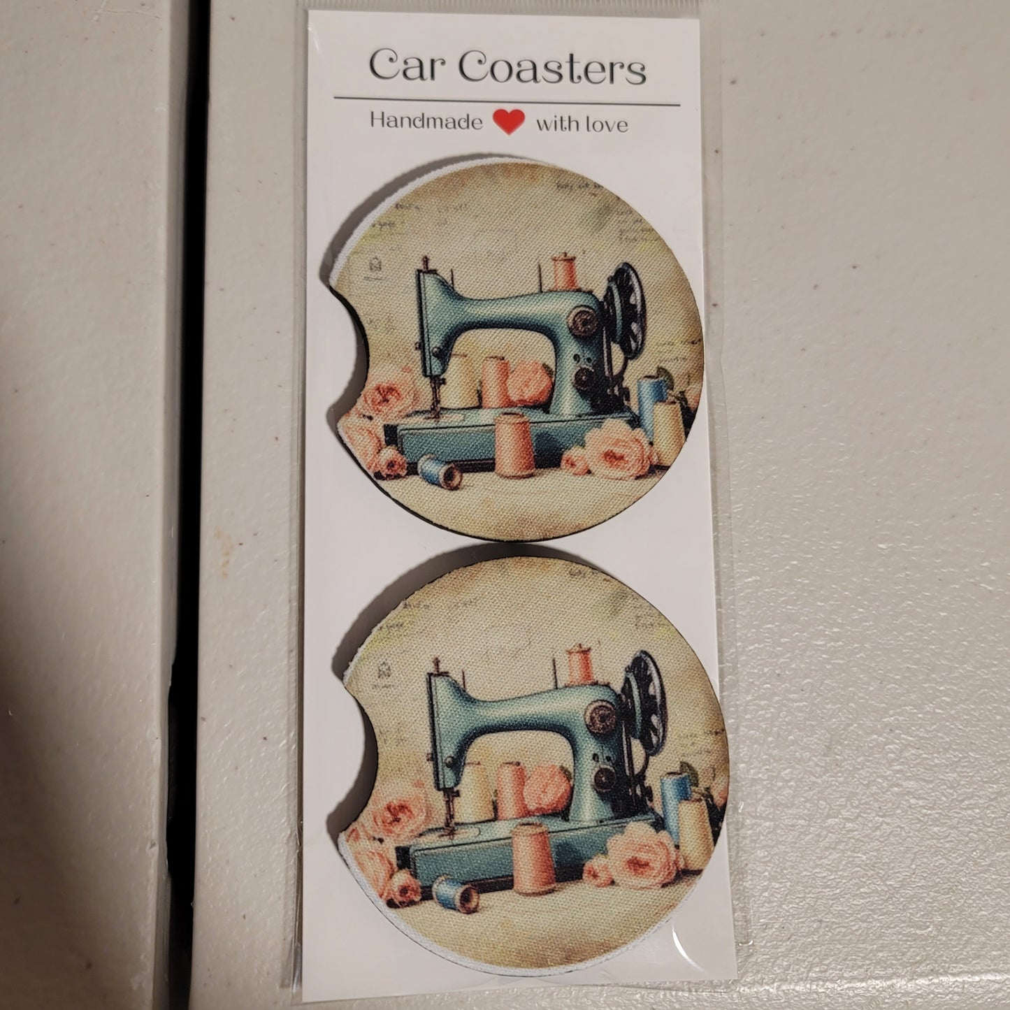 Vintage Sewing Machine Car Coasters