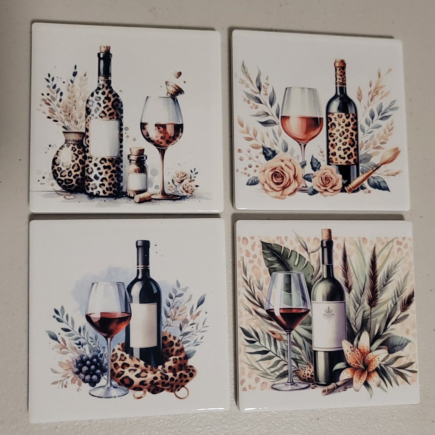 Leopard Wine Coaster Set