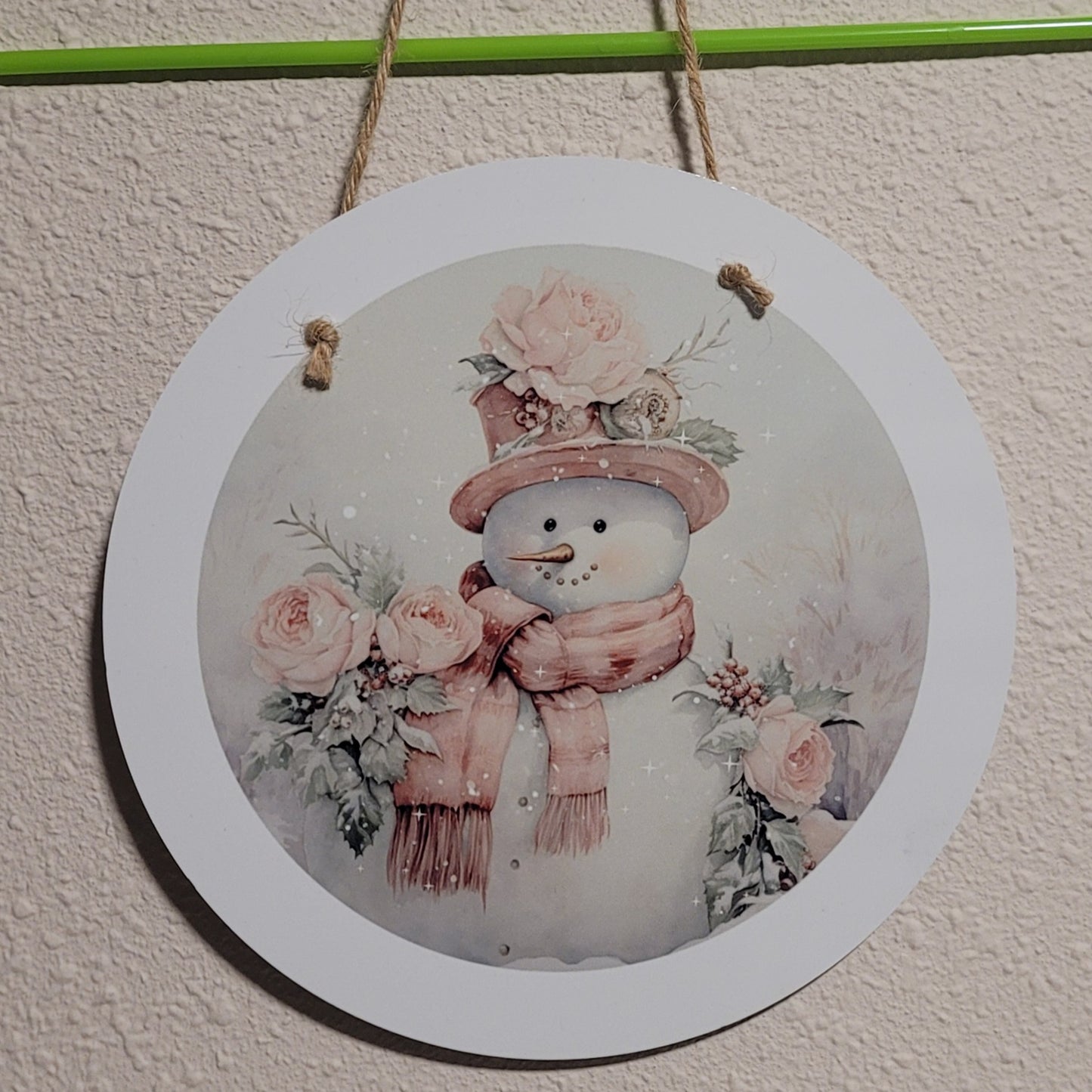 Pink Snowman Hanging Sign