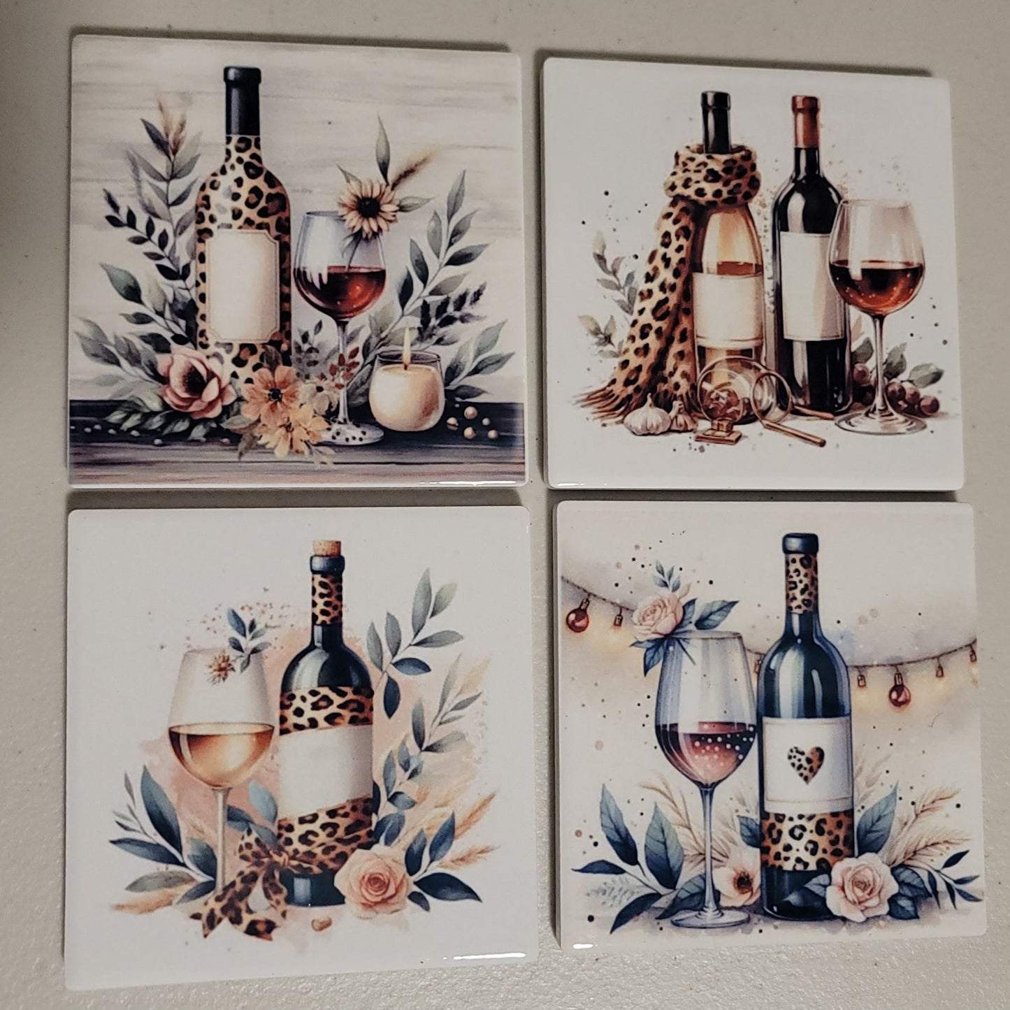 Leopard Wine Coaster Set