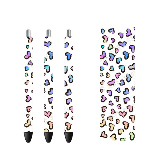 Leopard Rainbow Hearts - Pen