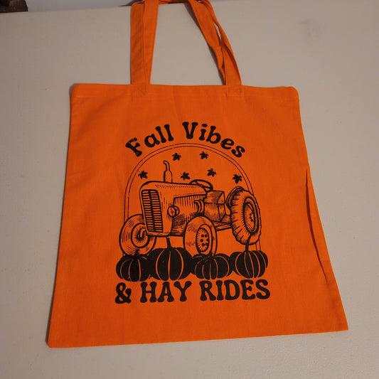 Fall Vibes & Hay Rides Tote - Orange