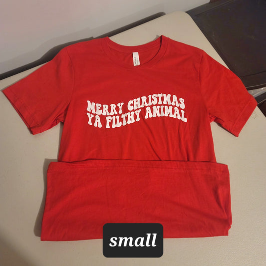 Merry Christmas Ya Filthy Animal Tshirt - S