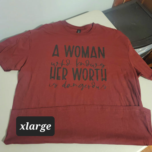 Woman Who Knows Her Worth Tshirt - XL