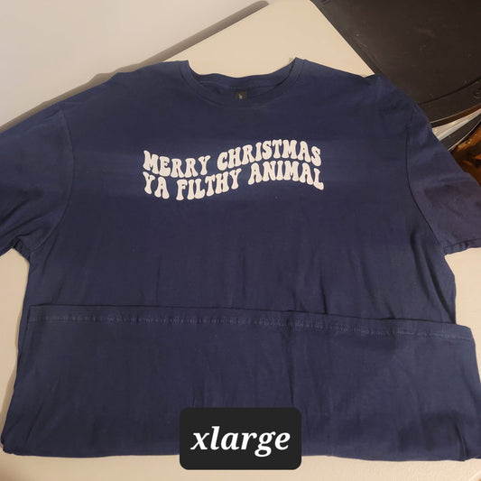 Merry Christmas Ya Filthy Animal Tshirt - XL