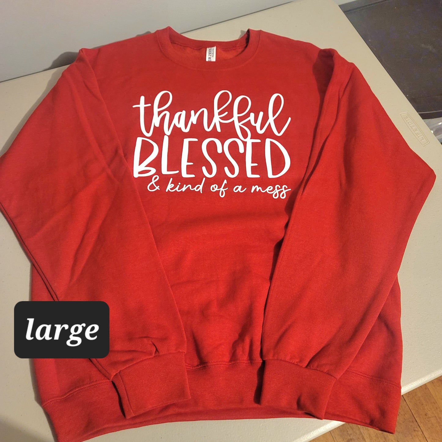 Thankful Blessed Crewneck - L