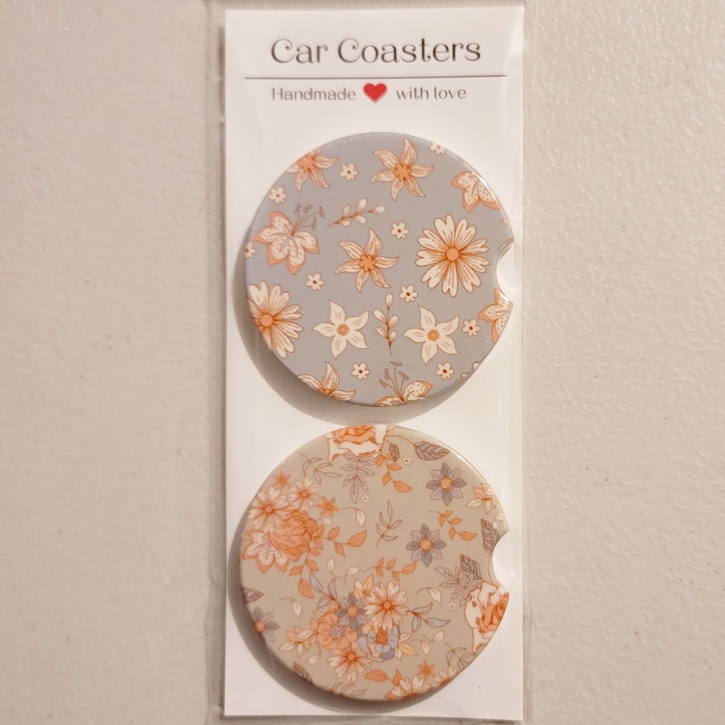 Floral Car Coasters - Neutral