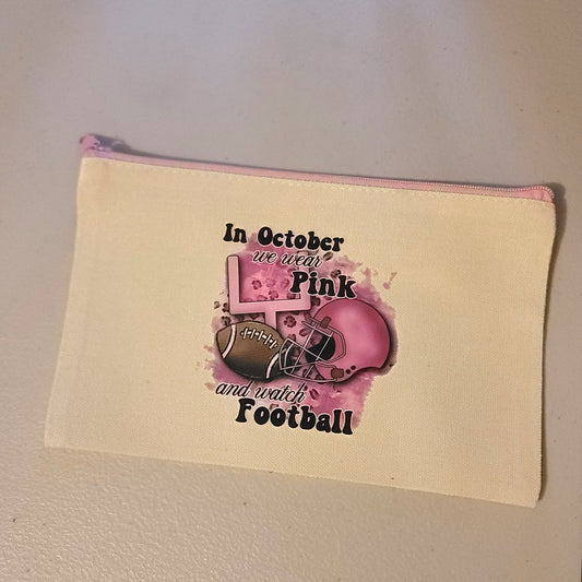 Wear Pink & Watch Football Zipper Pouch