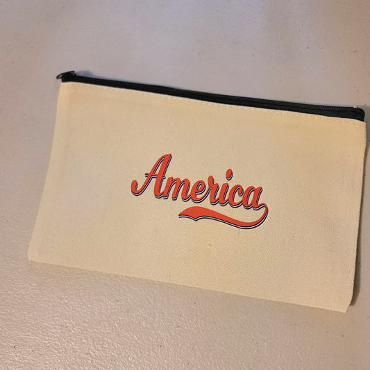 America Red Zipper Pouch