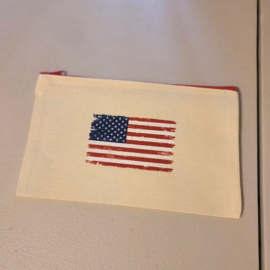 Distressed Flag Red - Zipper Pouch