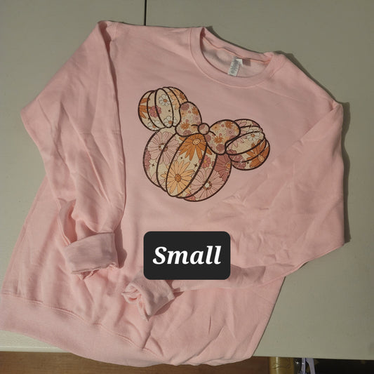 Fall Mouse Floral Pumpkins Crewneck - S