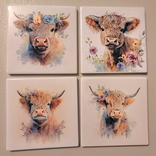 Highland Cows Coaster Set