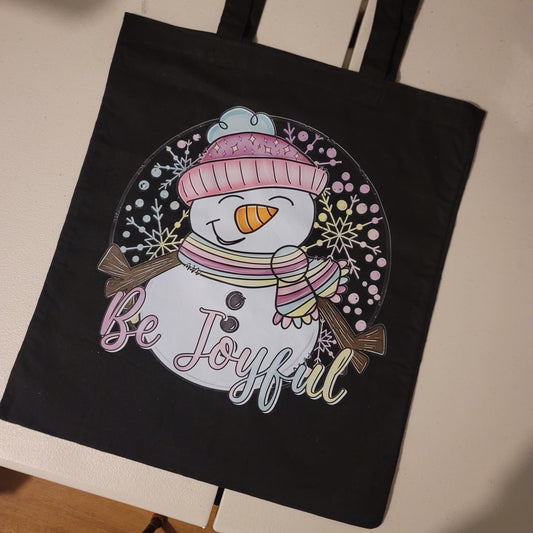 Joyful Snowman Tote - Black