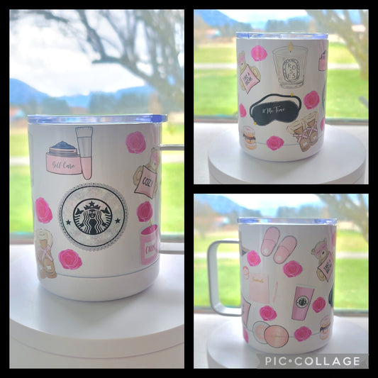 Pink Self Care Coffee Tumbler