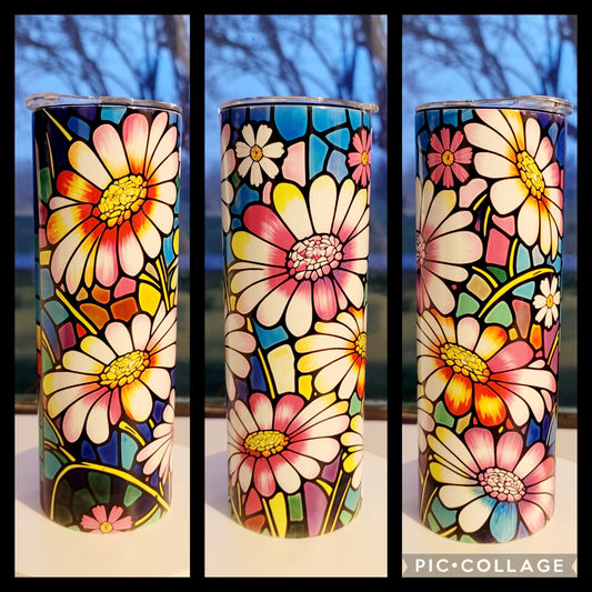 Daisies Stained Glass Tumbler