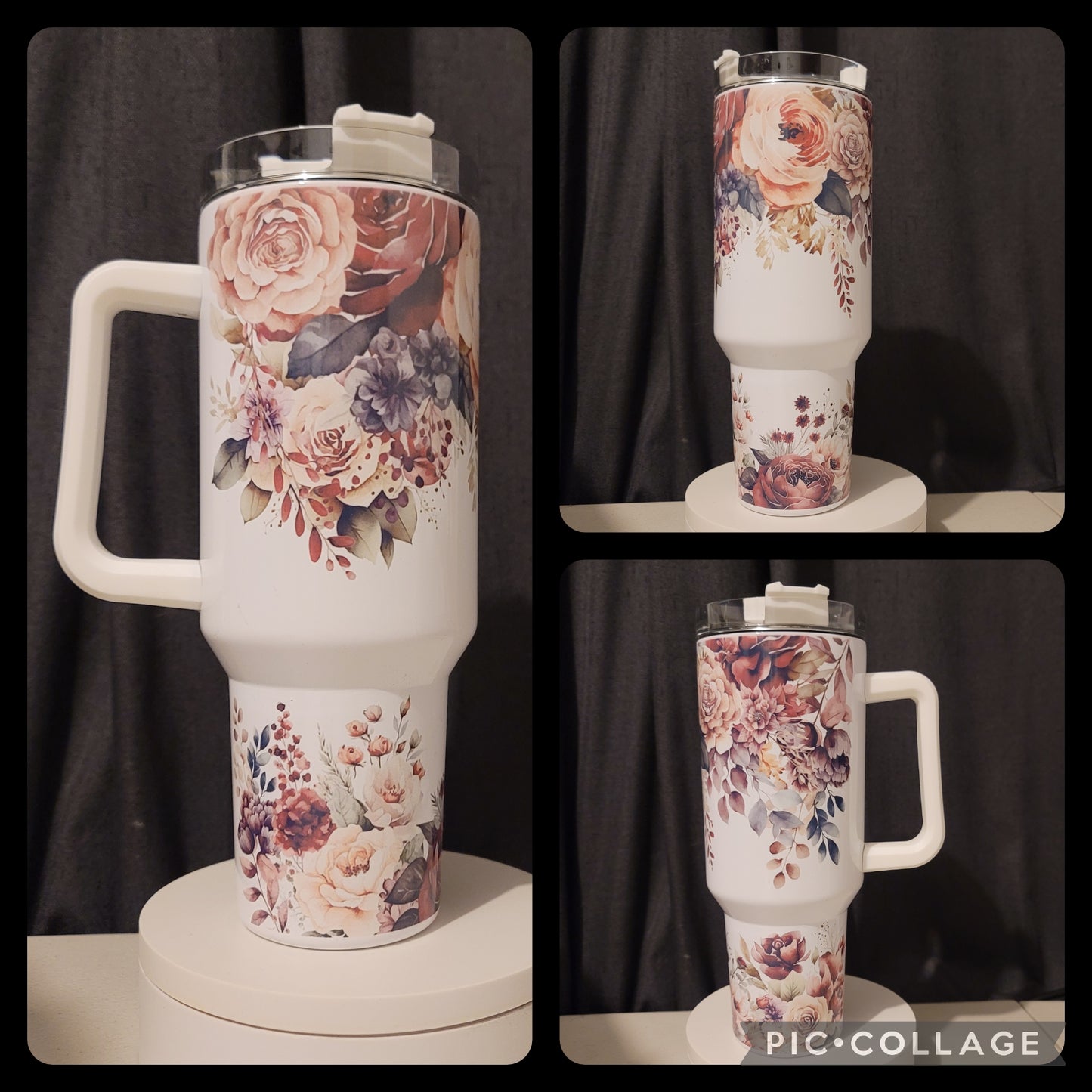 Burgundy Floral Tumbler