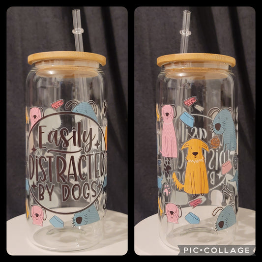 Distracted By Dogs Glass Can