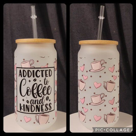 Coffee & Kindess Frosted Glass Can