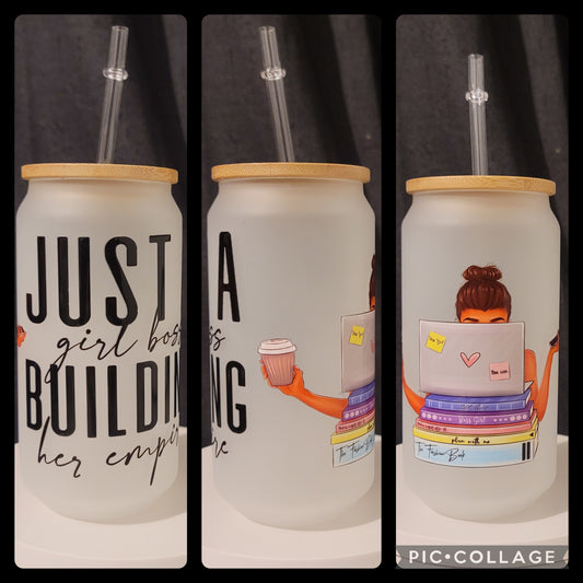 Girl Boss Frosted Glass Can