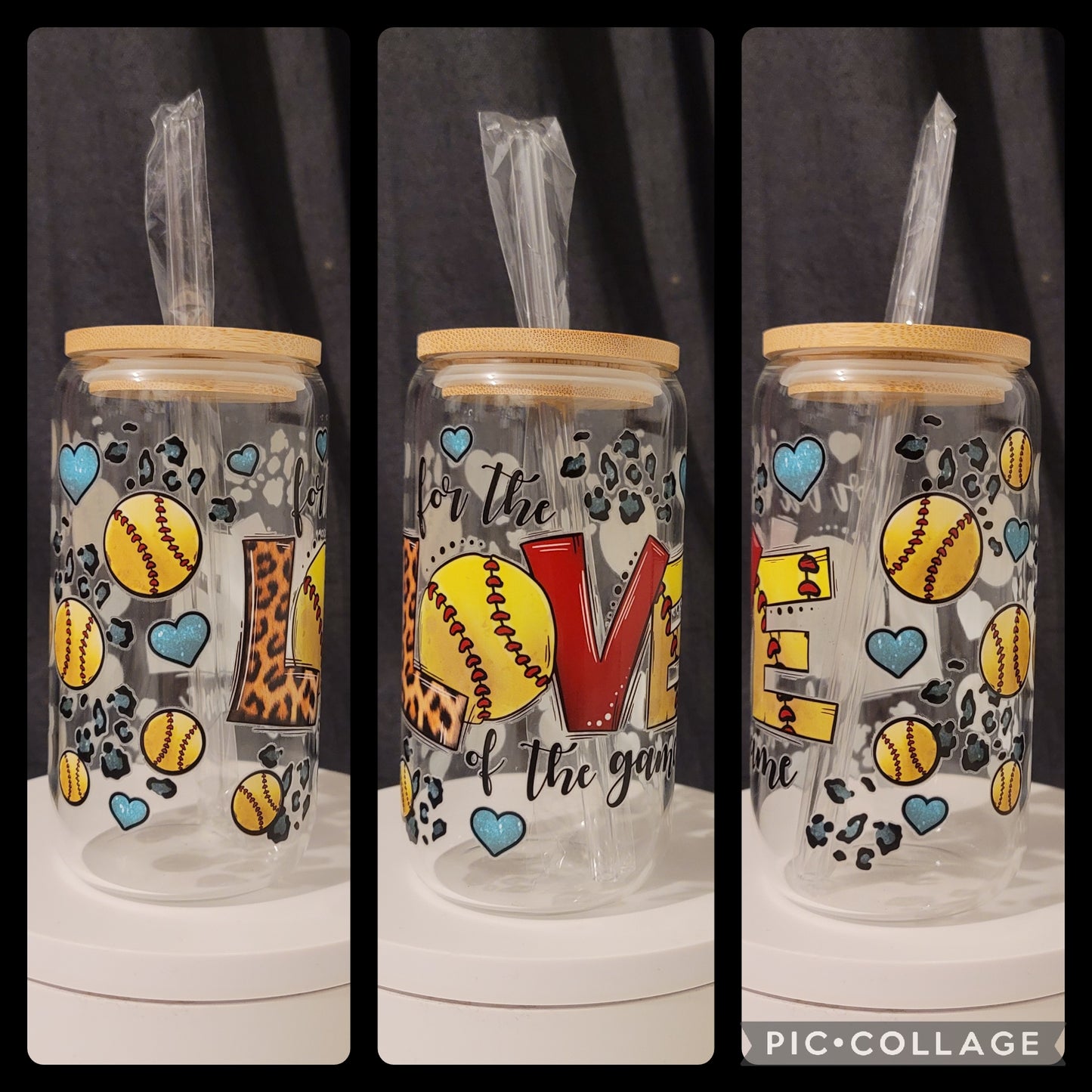 Softball Love Glass Can