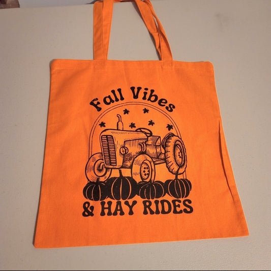 Fall Vibes & Hay Rides Tote - Orange