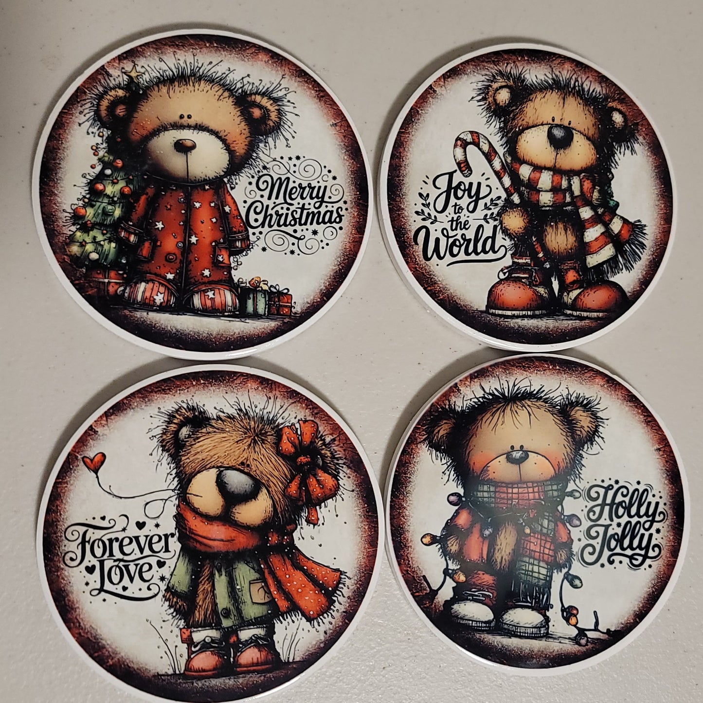 Christmas Bear Coaster Set