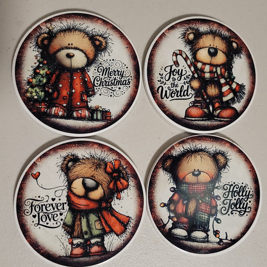 Christmas Bear Coaster Set