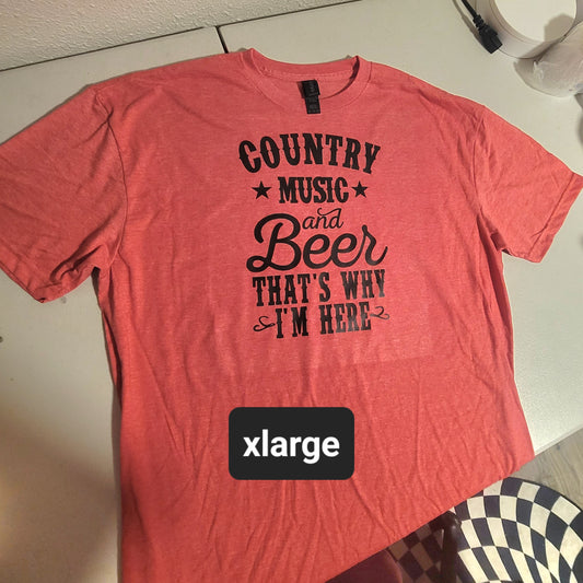 Country Music & Beer Tshirt - XL