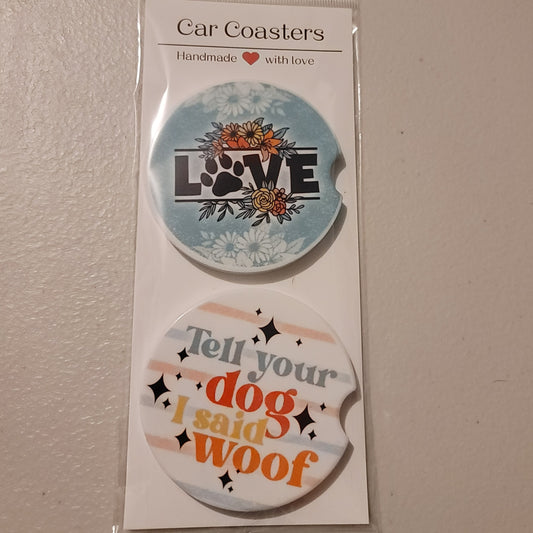 Dog Love Car Coasters