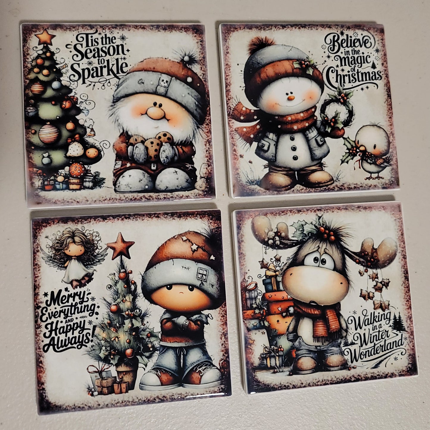 Christmas Cartoon Coaster Set