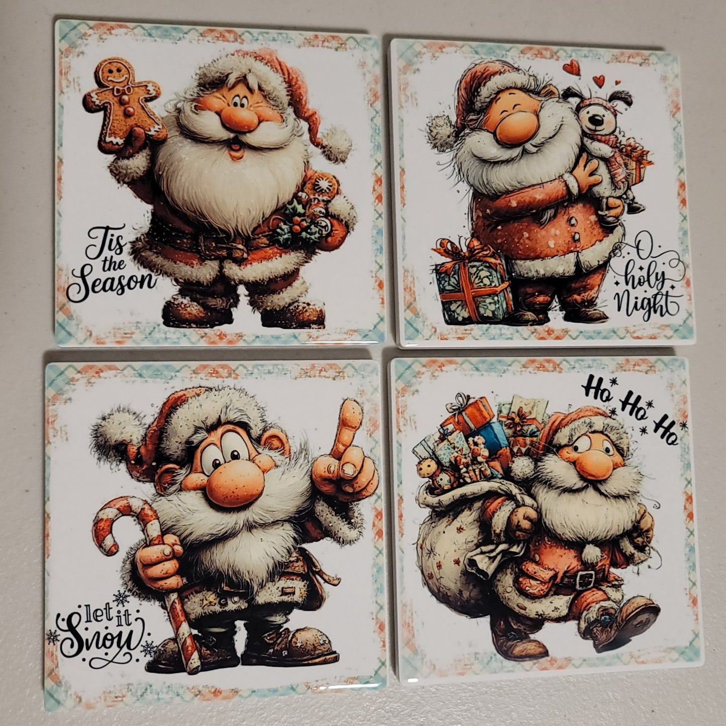 Cartoon Santa Coaster Set