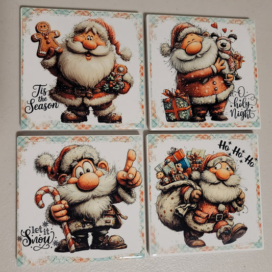 Cartoon Santa Coaster Set