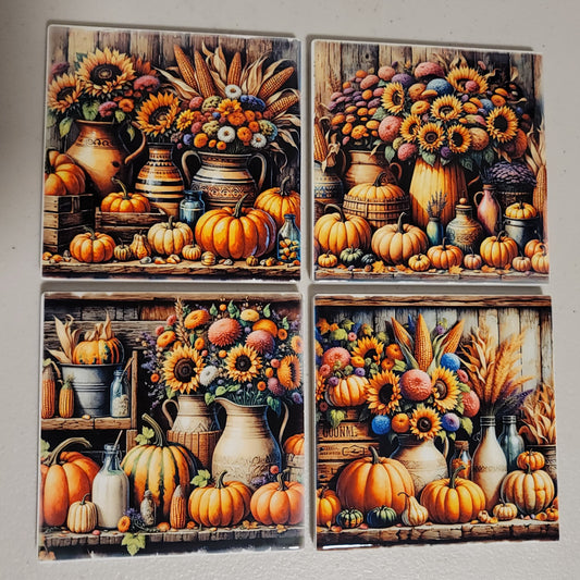 Sunflowers & Pumpkins Coaster Set