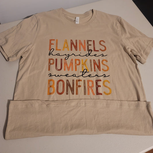 Flannels, Pumpkins, Bonfires Tshirt - L